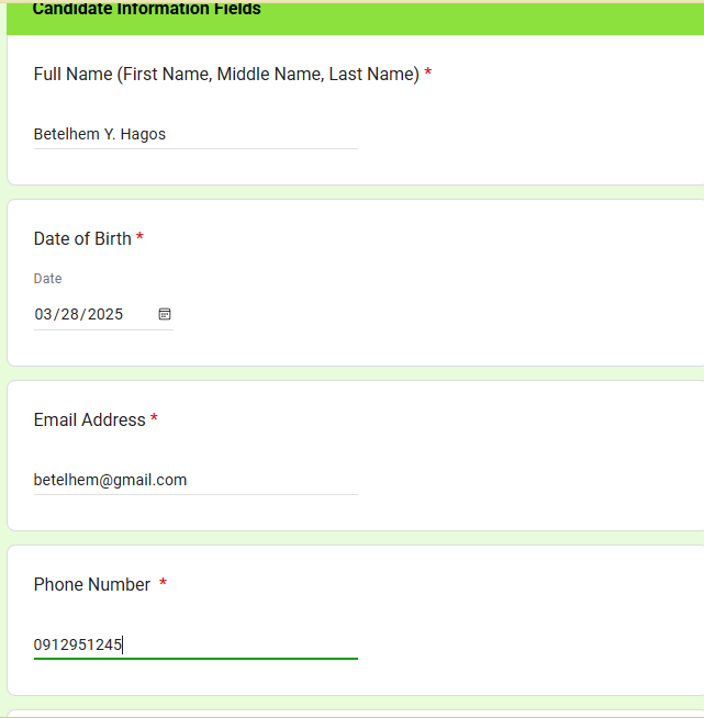 Google forms step 2 half page