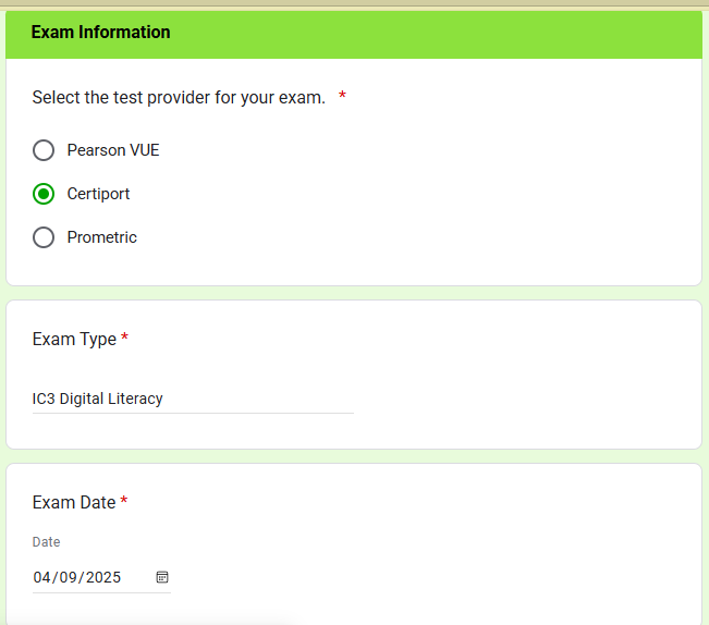 Google forms for Visionary Solutions step 3